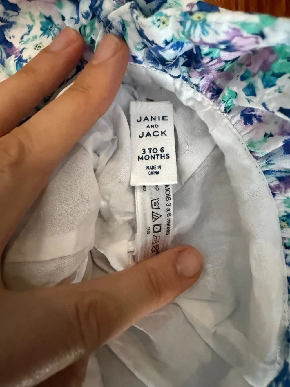 Janie & Jack Floral Dress + Matching Sun Hat – 3–6 Months